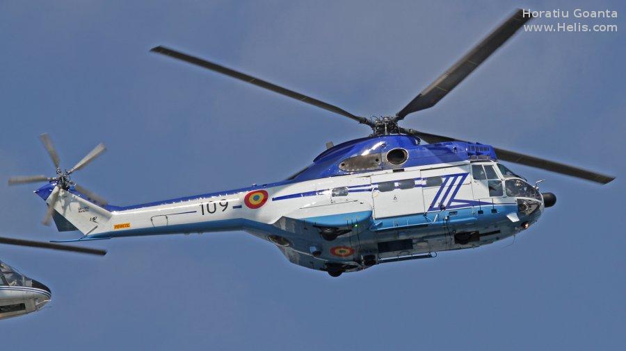 Helicopter Aerospatiale SA330L Puma Serial 1486 Register 109 179 used by Poliția Română (Romanian Police) ,Suid-Afrikaanse Lugmag SAAF (South African Air Force). Aircraft history and location