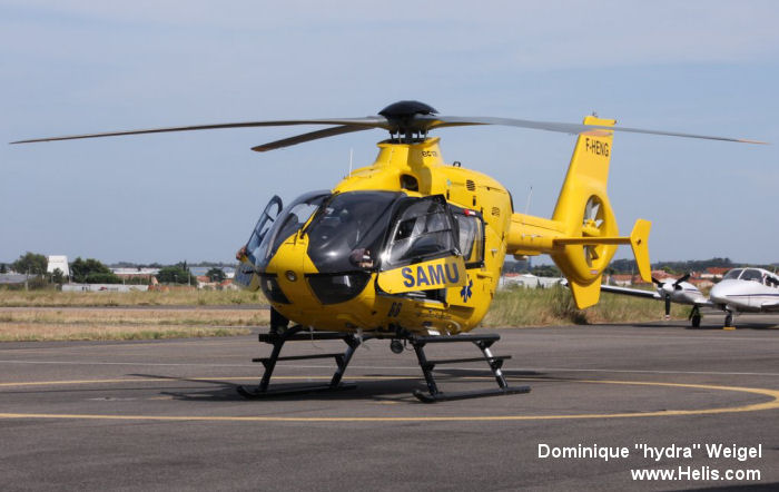 Helicopter Eurocopter EC135P2 Serial 0418 Register F-HENG OH-HCO used by SAMU (Emergency Medical Assistance Service ) ,INAER France ,Scandinavian AirAmbulance SAA ,SHT ,Copterline. Built 2005. Aircraft history and location