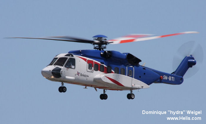 Helicopter Sikorsky S-92A Serial 92-0209 Register G-CICH 5N-BTI used by Bristow Bristow (Aberdeen) ,Bristow Helicopters Nigeria BHN. Built 2013. Aircraft history and location