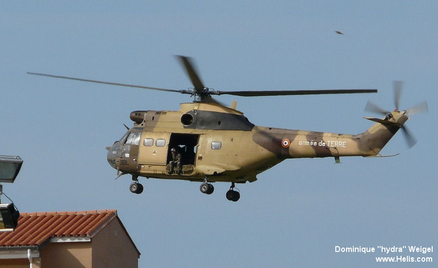 Helicopter Aerospatiale SA330B Puma Serial 1235 Register 1235 used by Aviation Légère de l'Armée de Terre ALAT (French Army Light Aviation). Aircraft history and location