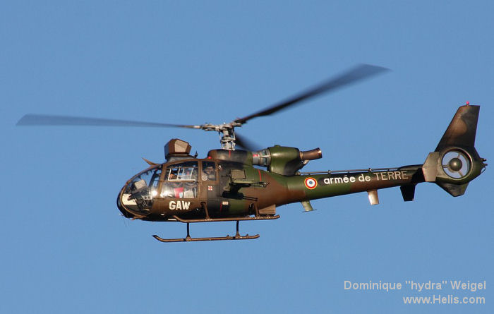 Helicopter Aerospatiale SA342M Gazelle Serial 1996 Register 3996 used by Aviation Légère de l'Armée de Terre ALAT (French Army Light Aviation). Aircraft history and location