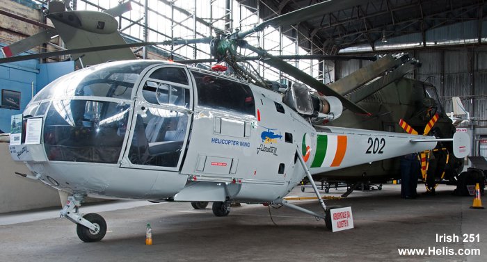Helicopter Aerospatiale SA316B Alouette III Serial 1973 Register 202 used by Aer Chór na hÉireann (Irish Air Corps). Built 1972. Aircraft history and location