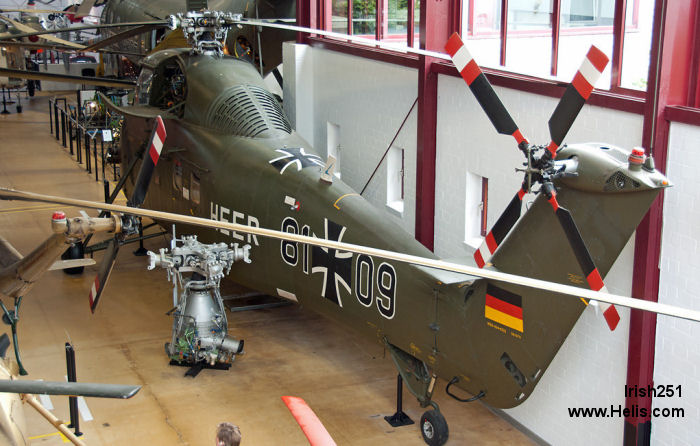 Helicopter Sikorsky H-34G III Serial 58-1679 Register 81+09 QK+584 used by Heeresflieger (German Army Aviation). Aircraft history and location