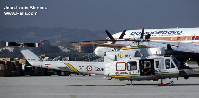 Helicopter Agusta AB412HP Serial 25706 Register MM81451 used by Guardia di Finanza (Italian Customs Police). Aircraft history and location