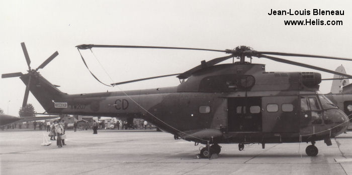 Helicopter Aerospatiale SA330E Puma Serial 1091 Register XW207 used by Royal Air Force RAF. Built 1971. Aircraft history and location
