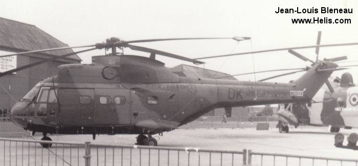 Helicopter Aerospatiale SA330E Puma Serial 1175 Register XW226 used by Royal Air Force RAF. Built 1972. Aircraft history and location