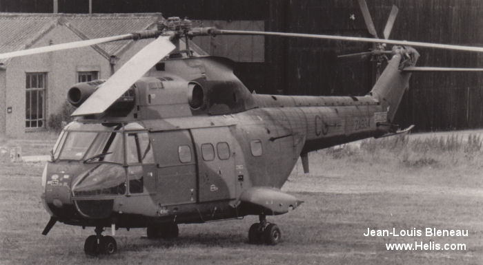 Helicopter Aerospatiale SA330E Puma Serial 1622 Register ZA934 used by Royal Air Force RAF ,Westland. Built 1979. Aircraft history and location