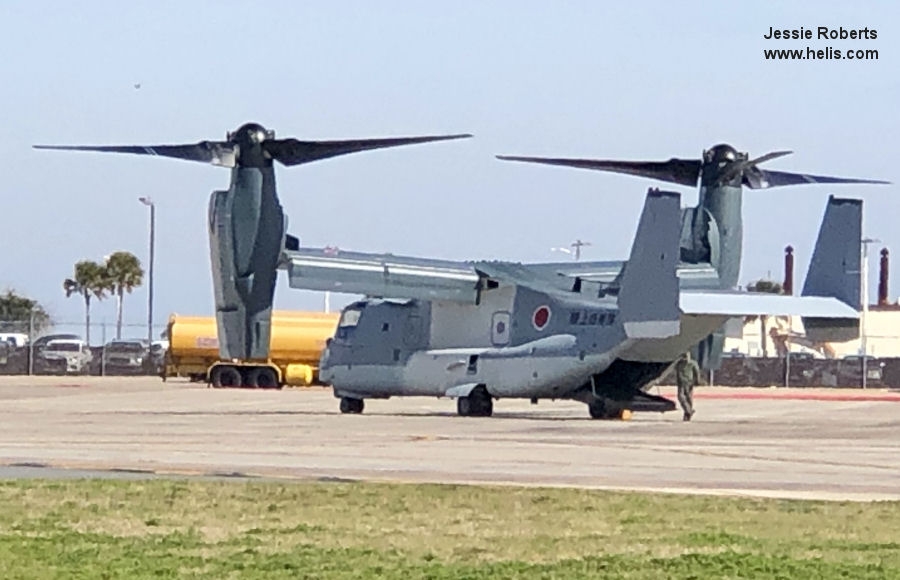 Helicopter Bell MV-22B Osprey Serial D0312 Register 91701 used by Japan Ground Self-Defense Force JGSDF (Japanese Army). Built 2017. Aircraft history and location
