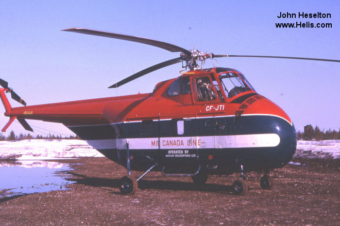 Helicopter Sikorsky S-55 Serial 55-822 Register C-FJTI CF-JTI 9628 used by Royal Canadian Air Force (1945-1968). Built 1954. Aircraft history and location