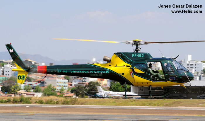 Helicopter Eurocopter HB350B2 Esquilo Serial 4030 Register PP-IEG used by Helibras. Aircraft history and location