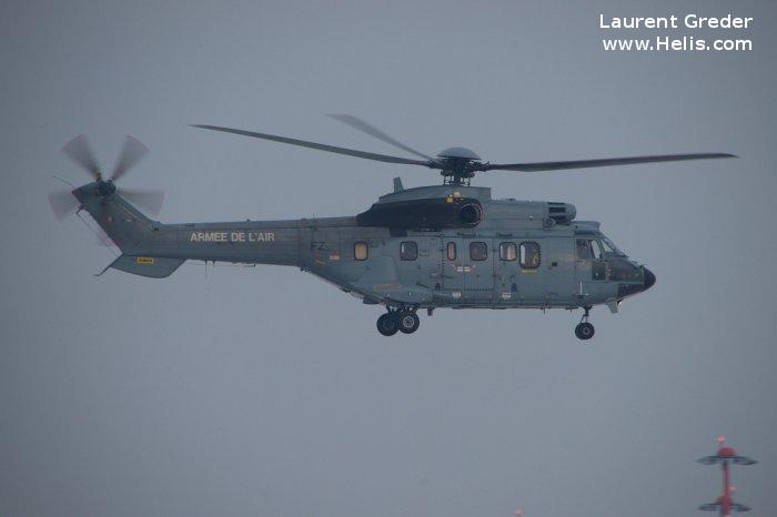 Helicopter Aerospatiale AS332L1 Super Puma Serial 2235 Register 2235 used by Armée de l'Air (French Air Force). Aircraft history and location