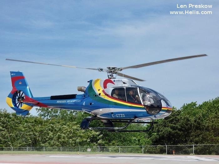 Helicopter Airbus H130 Serial 8084 Register C-GTZQ used by Niagara Helicopters ,Airbus Helicopters Canada. Built 2015. Aircraft history and location