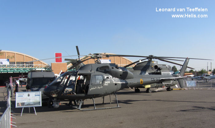 Helicopter Aerospatiale AS355F1 Ecureuil 2  Serial 5248 Register CN-AIZ used by Al-Darak al-Malikiy (Royal Moroccan Gendarmerie). Aircraft history and location