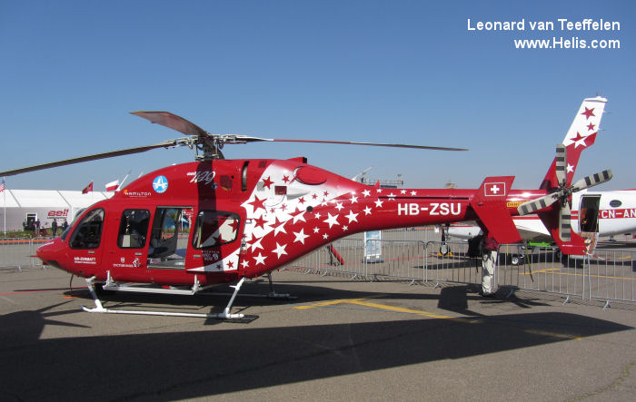 Helicopter Bell 429 Serial 57067 Register HB-ZSU N452SR used by Air Zermatt AG ,Bell Helicopter. Built 2011. Aircraft history and location