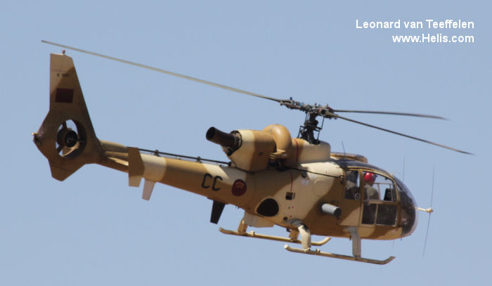 Helicopter Aerospatiale SA342L Gazelle Serial 1894 Register CN-ACC used by al-Quwwat al-Jaoiyah al-Malakiyah al-Maghribiyah RMAF (Royal Moroccan Air Force). Aircraft history and location