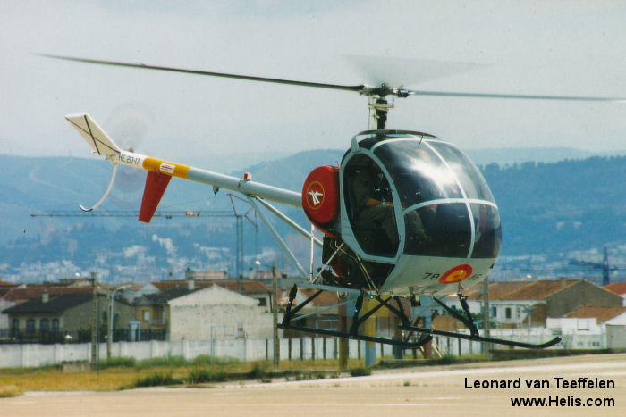 Helicopter Hughes 269C / 300 Serial 128-0756 Register D-HLAN HE.20-17 used by Deutscher Helicopter Dienst GmbH ,Ejercito del Aire EdA (Spanish Air Force). Aircraft history and location