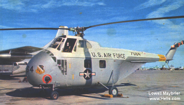 Helicopter Sikorsky H-19B Chickasaw Serial 55-693 Register 52-7564 used by US Air Force USAF. Built 1954. Aircraft history and location