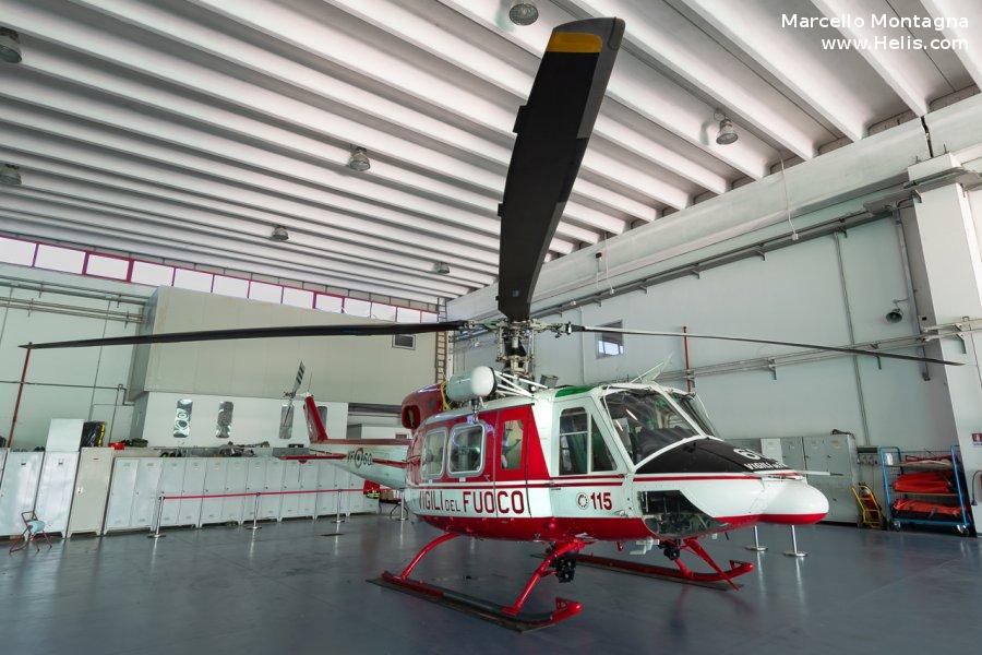 Helicopter Agusta AB412EP Serial 25906 Register I-VFON used by Vigili del Fuoco (Italian Firefighters). Built 1997. Aircraft history and location