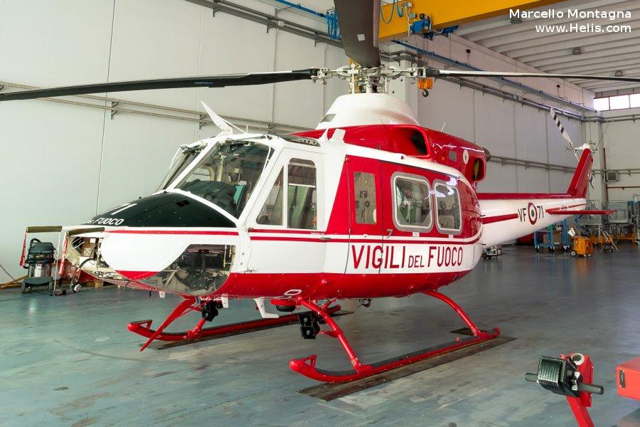 Helicopter Agusta AB412EP Serial 25928 Register I-VFPA used by Vigili del Fuoco Nucleo Elicotteri Pescara (CNVF) (Pescara Firefighters) ,Nucleo Elicotteri Venezia (CNVF) (Venice Firefighters). Built 2004. Aircraft history and location