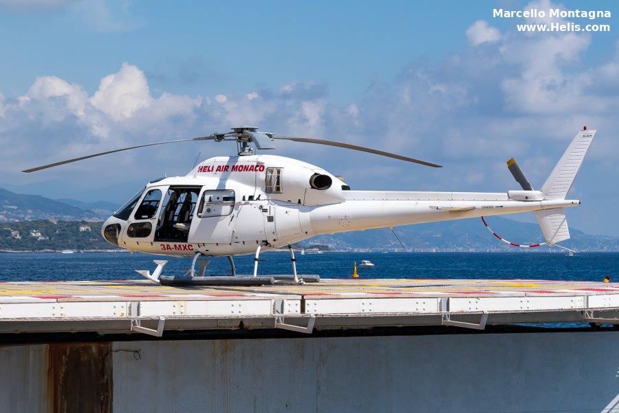 Helicopter Eurocopter AS355N Ecureuil 2 Serial 5699 Register 3A-MXC LX-HBP used by Heli Air Monaco. Aircraft history and location