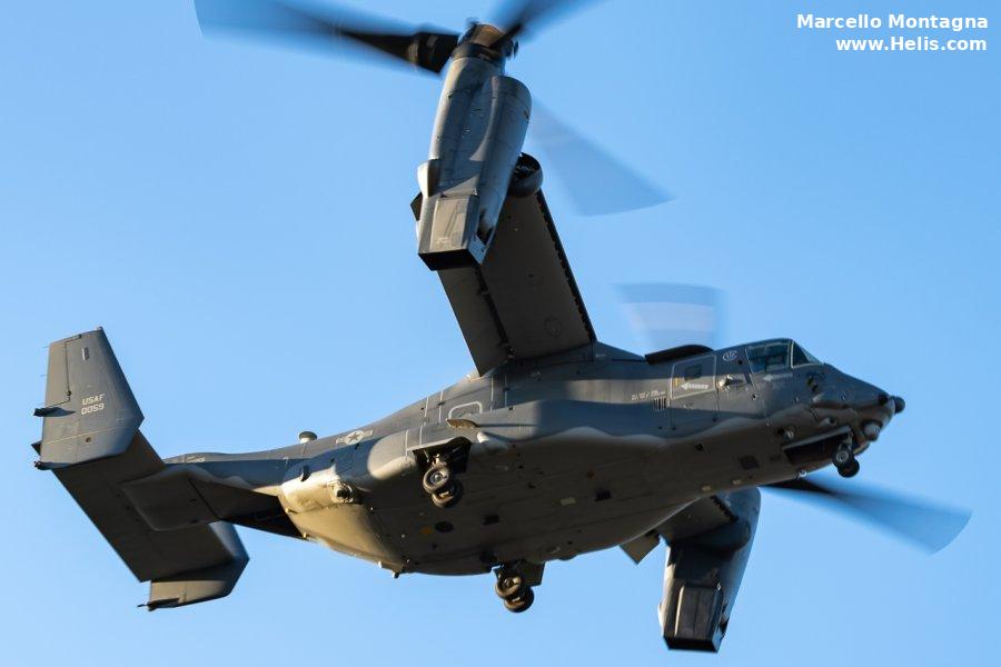 Helicopter Bell CV-22B Osprey Serial D1039 Register 11-0059 used by US Air Force USAF. Aircraft history and location