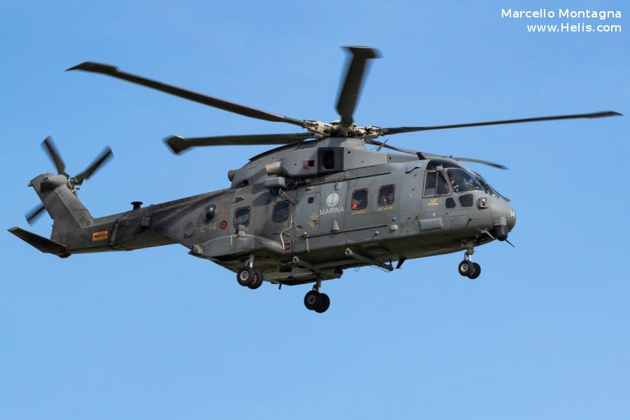 Helicopter AgustaWestland EH101 Mk.410 Serial 50117 Register MM81493 used by Marina Militare Italiana (Italian Navy). Aircraft history and location