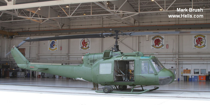 Helicopter Bell HH-1K Iroquois Serial 6304 Register 157180 used by US Navy USN. Built 1970. Aircraft history and location