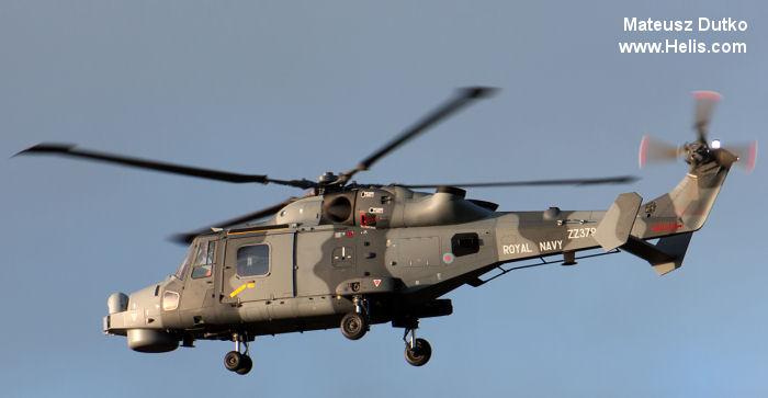 Helicopter AgustaWestland AW159 Wildcat HMA2 Serial 498 Register ZZ379 used by Fleet Air Arm RN (Royal Navy). Aircraft history and location