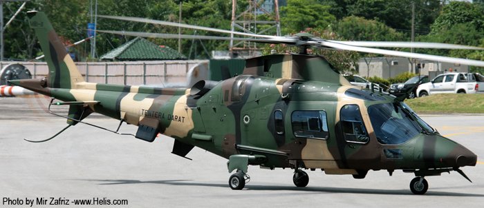 Helicopter AgustaWestland A109LUH Serial 13811 Register M81-11 used by Tentera Darat Malaysia (Malaysian Army). Built 2006. Aircraft history and location