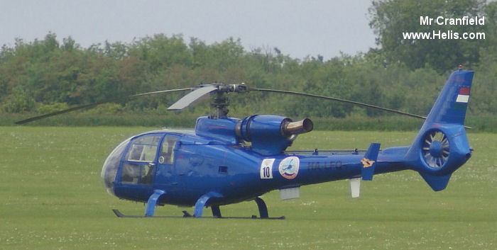 Helicopter Aerospatiale SA342L Gazelle Serial 1854 Register ZU-RZR HA-LFQ 241 used by Aer Chór na hÉireann (Irish Air Corps). Built 1980. Aircraft history and location