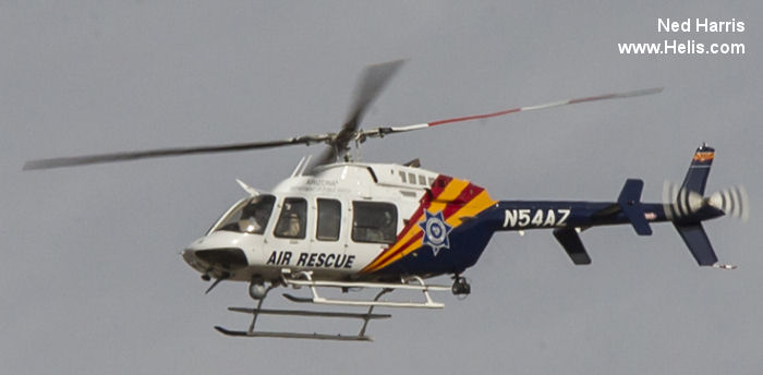 Helicopter Bell 407 Serial 53588 Register N54AZ used by AZDPS (Arizona Department of Public Safety). Built 2004. Aircraft history and location