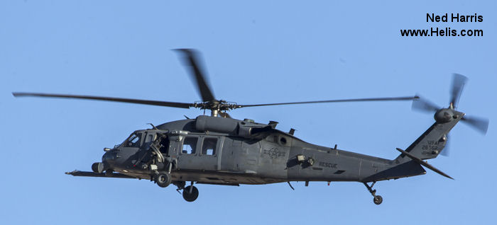 Helicopter Sikorsky HH-60G Pave Hawk Serial 70-1653 Register 91-26352 used by US Air Force USAF. Aircraft history and location