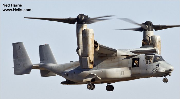 Helicopter Bell MV-22B Osprey Serial D0027 Register 165841 used by US Marine Corps USMC. Aircraft history and location