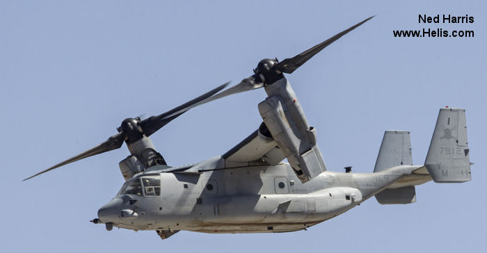 Helicopter Bell MV-22B Osprey Serial D0123 Register 167912 used by US Marine Corps USMC. Aircraft history and location