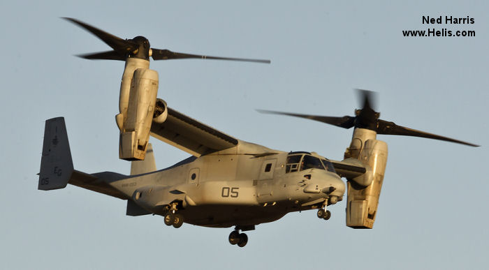 Helicopter Bell MV-22B Osprey Serial D0124 Register 167913 used by US Marine Corps USMC. Aircraft history and location