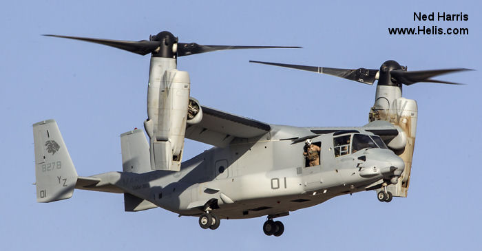 Helicopter Bell MV-22B Osprey Serial D0195 Register 168278 used by US Marine Corps USMC. Built 2013. Aircraft history and location