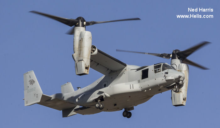 Helicopter Bell MV-22B Osprey Serial D0199 Register 168282 used by US Marine Corps USMC. Aircraft history and location