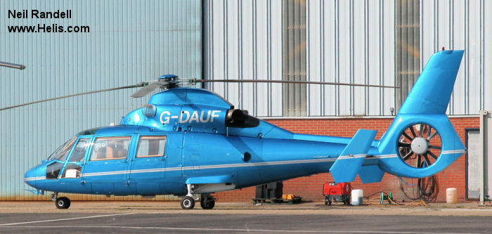 Helicopter Eurocopter AS365N2 Dauphin 2 Serial 6407 Register PS-MEK G-NHAB G-DAUF N31EH XA-SWT JA6676 used by UK Air Ambulances GNAAS (Great North Air Ambulance Service) ,Multiflight Ltd ,Gama Aviation. Built 1991. Aircraft history and location