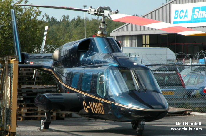 Helicopter Bell 222 Serial 47041 Register VH-RLI G-VOND G-OWCG G-VERT G-JLBZ G-BNDB A4O-CH used by PremiAir Aviation Services ,Von Essen Aviation ,Royal Oman Police. Built 1980. Aircraft history and location
