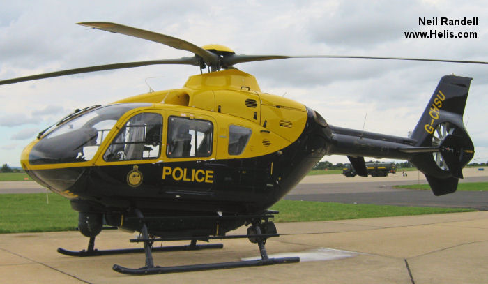 Helicopter Eurocopter EC135T1 Serial 0079 Register G-CHSU used by Airbus Helicopters UK ,Eurocopter UK ,UK Police Forces ,McAlpine Helicopters. Built 1998. Aircraft history and location