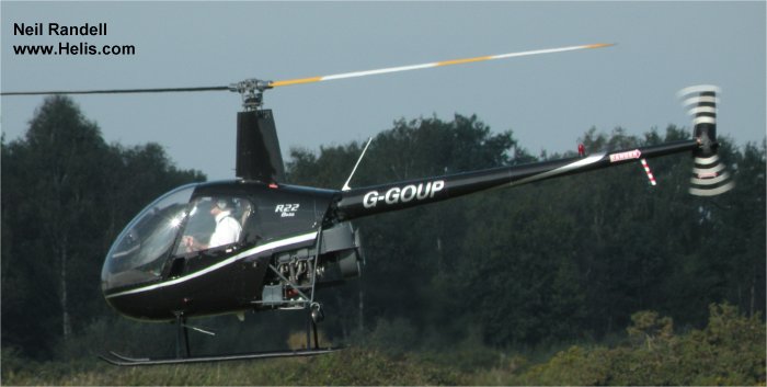 Helicopter Robinson R22 Beta Serial 1663 Register G-GOUP G-DIRE. Built 1991. Aircraft history and location