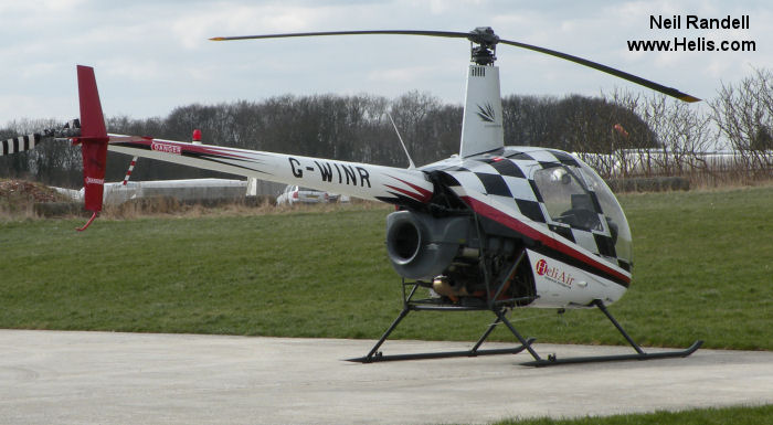 Helicopter Robinson R22 Beta Serial 1709 Register G-WINR EI-CFE G-BTHG used by Heli Air Ltd. Built 1991. Aircraft history and location