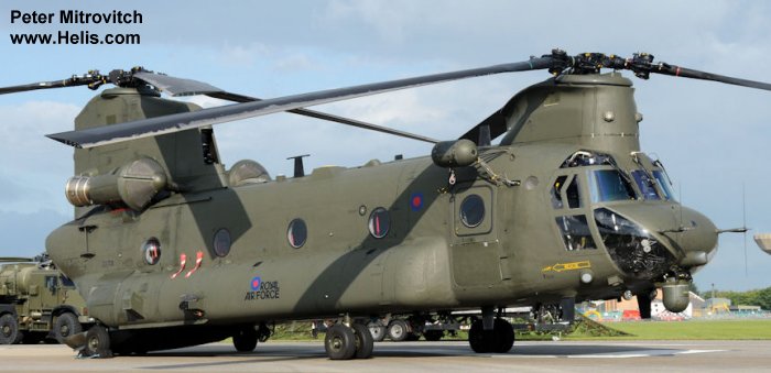 Helicopter Boeing CH-47D Chinook Serial M.7018 Register ZA708 used by Royal Air Force RAF. Aircraft history and location