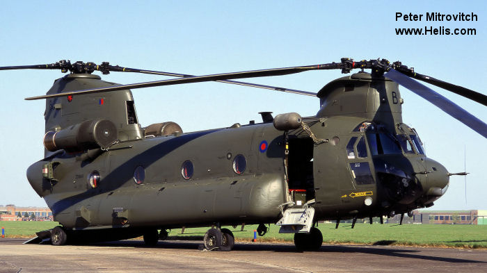 Helicopter Boeing CH-47D Chinook Serial M.7015 Register ZD984 used by Vector Aerospace ,Royal Air Force RAF Converted to Chinook HC.4. Aircraft history and location