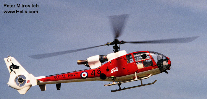 Helicopter Aerospatiale SA341C Gazelle HT.2 Serial 1157 Register XW886 used by Fleet Air Arm RN (Royal Navy). Built 1974. Aircraft history and location