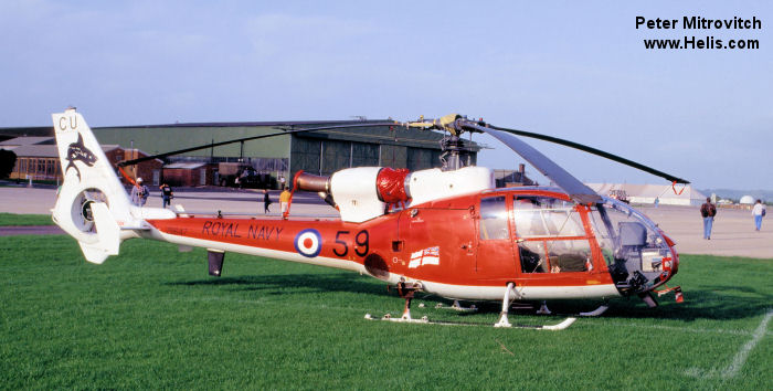Helicopter Aerospatiale SA341C Gazelle HT.2 Serial 1924 Register G-CBSF ZB647 used by Falcon Aviation Ltd ,London Helicopter Centres ,Fleet Air Arm RN (Royal Navy). Built 1982. Aircraft history and location