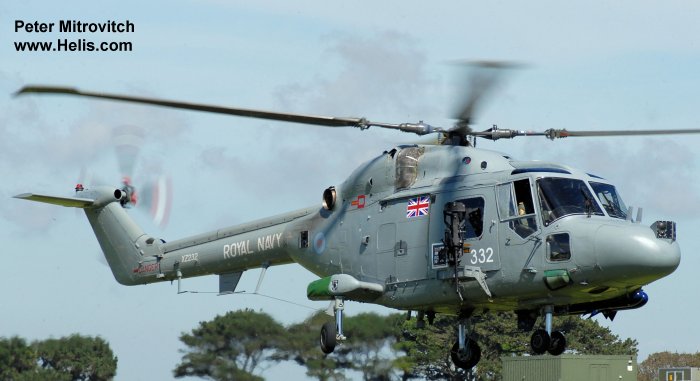 Helicopter Westland Lynx  HAS2 Serial 009 Register XZ232 used by Fleet Air Arm RN (Royal Navy). Built 1976 Converted to Lynx HAS3SGM. Aircraft history and location
