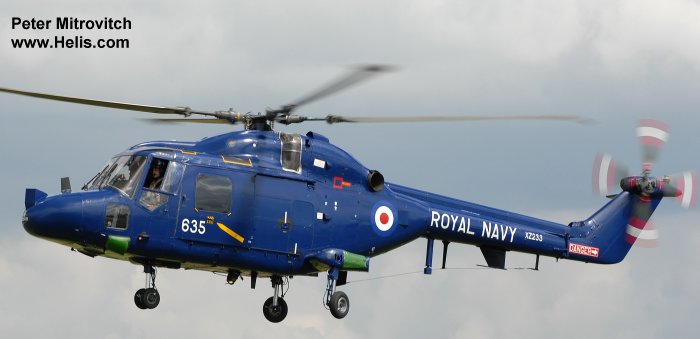 Helicopter Westland Lynx  HAS2 Serial 010 Register XZ233 used by Fleet Air Arm RN (Royal Navy). Built 1977. Aircraft history and location