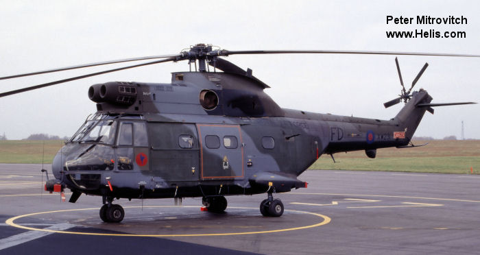 Helicopter Aerospatiale SA330E Puma Serial 1195 Register XW231 used by Royal Air Force RAF. Built 1972. Aircraft history and location