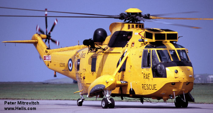 Helicopter Westland Sea King HAR.3 Serial wa 865 Register XZ599 used by Vector Aerospace ,Royal Air Force RAF. Built 1978. Aircraft history and location